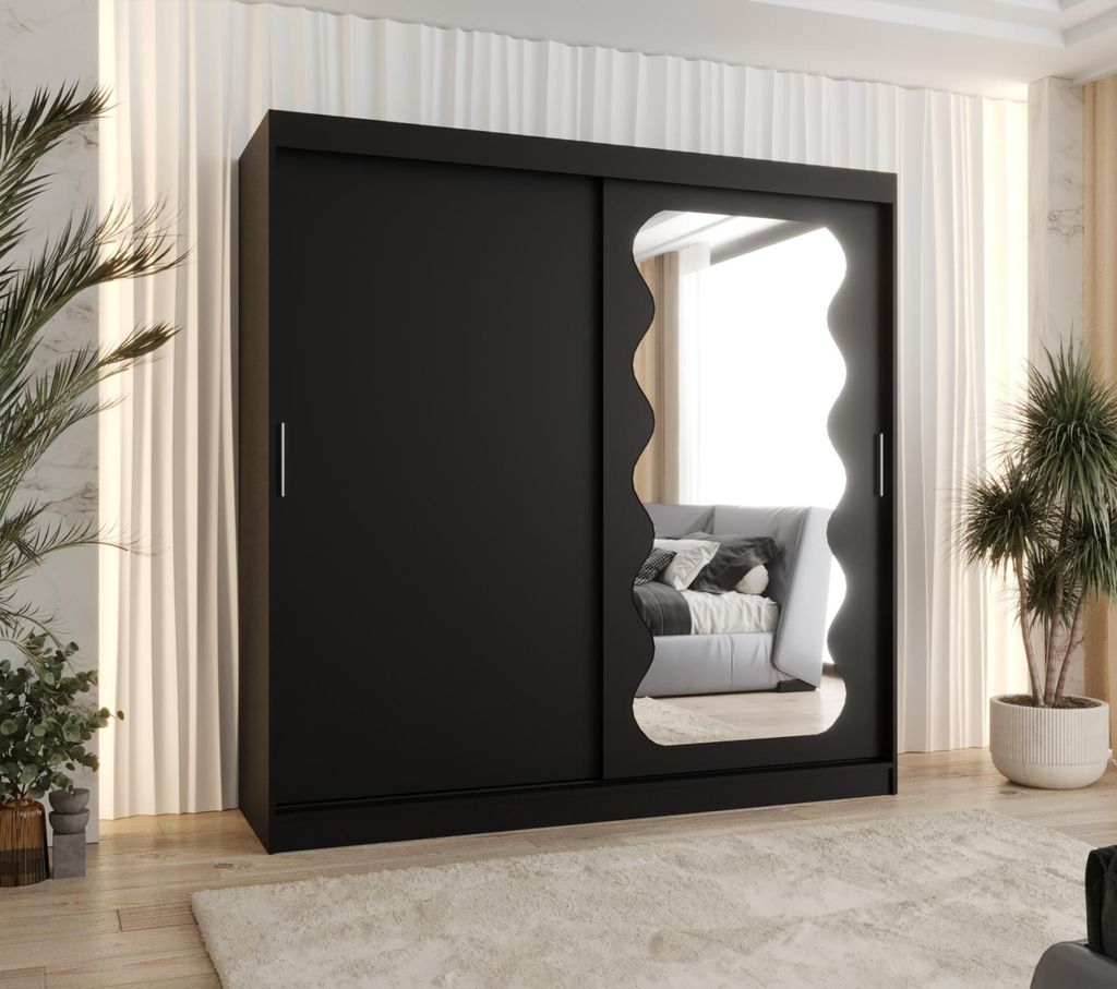 Kleiderschrank 200 cm ROZANA - schwarz