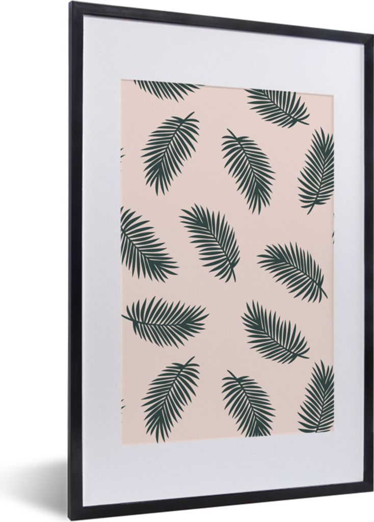 MuchoWow Gerahmtes Poster Sommer - Palmwedel - Rosa 40x60 cm - Poster mit Schwarzem Bilderrahmen Wandposter Rahmen Foto Bilder - Poster in Rahmen