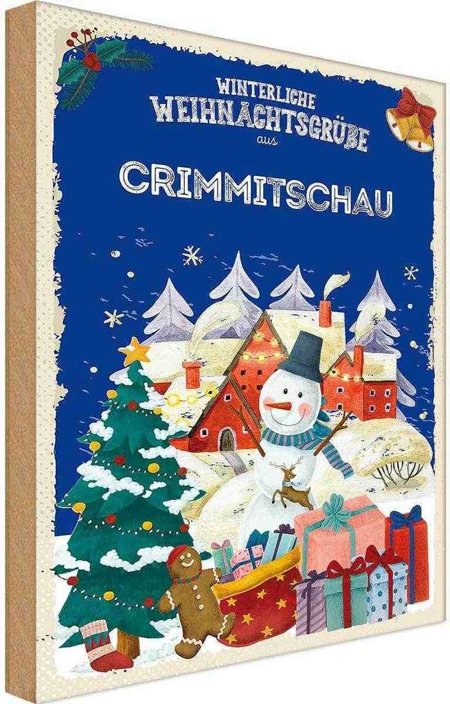 vianmo Holzschild 30x20 cm Weihnachtsgrüße aus CRIMMITSCHAU Weihnachten