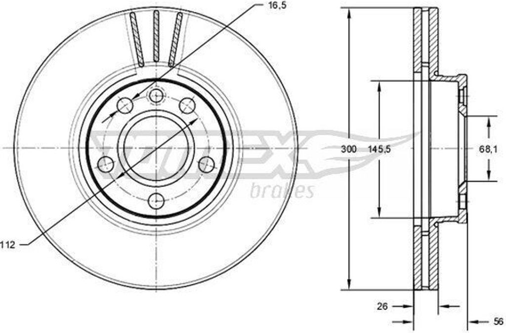2x TOMEX brakes Bremsscheibe TX 71-33 vorne für VW SHARAN (7M8 7M9 7M6) 56mm