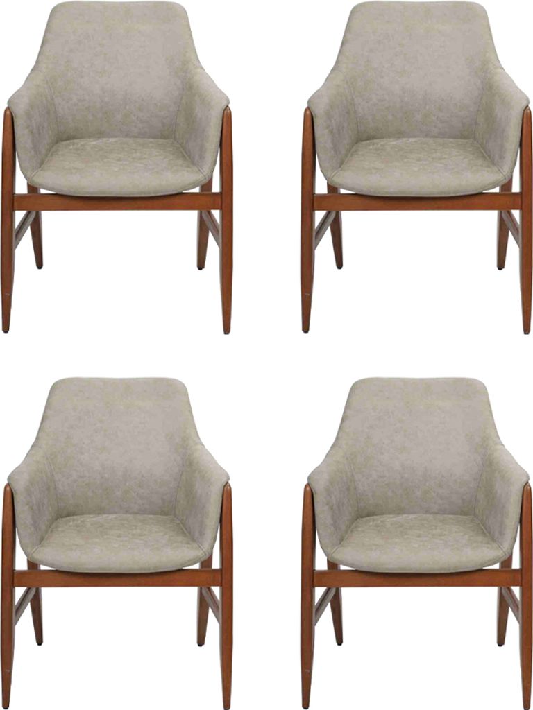Esszimmerstuhl 4x Stühle Küchenstuhl Lehnstuhl Holz Stoff Modern Grau Stuhl
