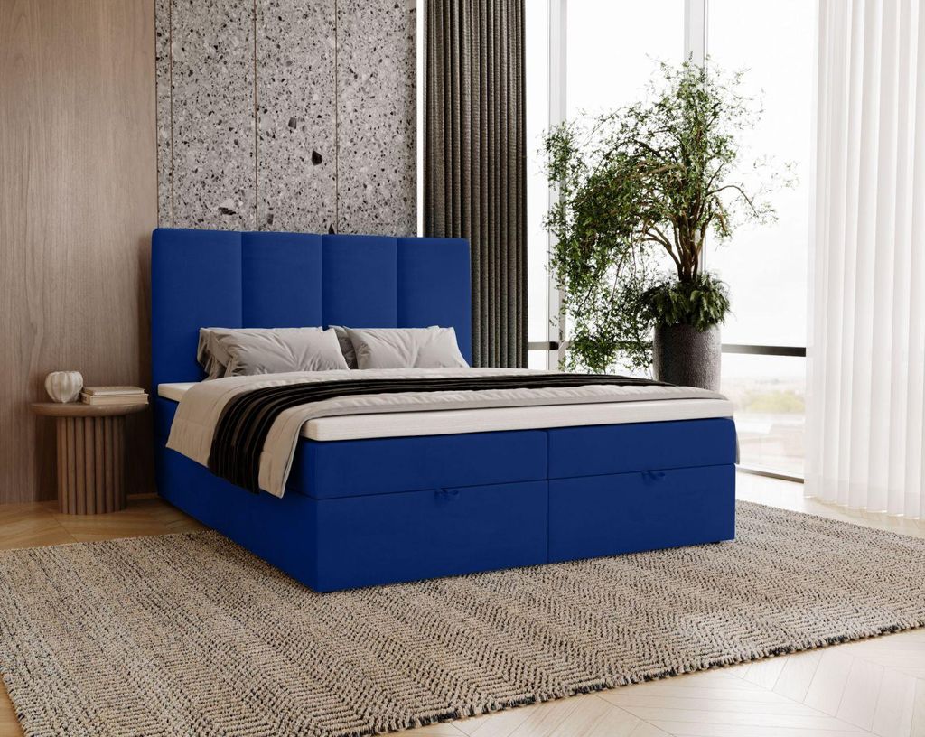 Einzelbett im Kontinentalstil 120x200 GLADE - Dunkelblau
