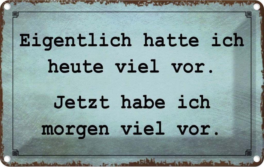 vianmo Blechschild 20x30 cm eigentlich hatte ich viel vor Dekoration Spruch Zitat