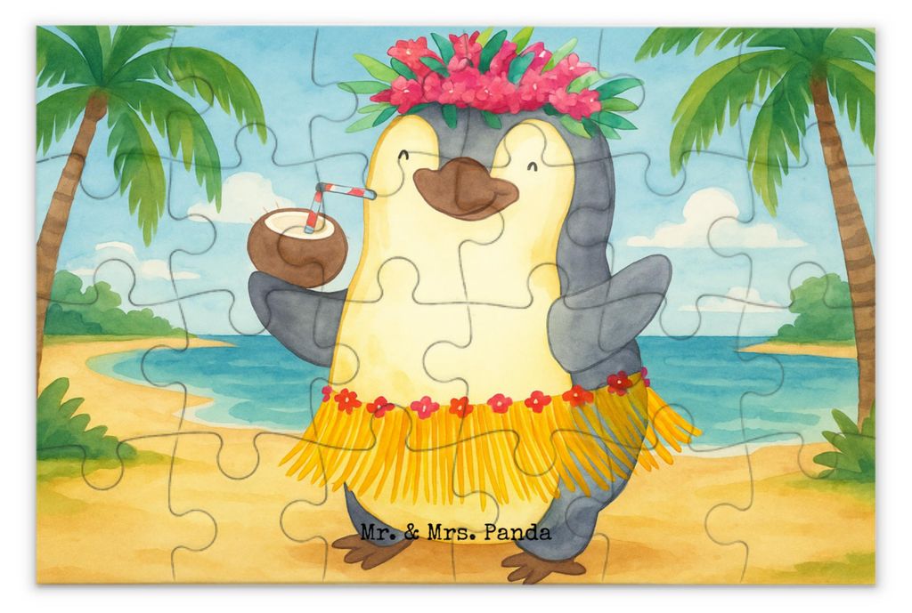 Mr. & Mrs. Panda Puzzle Pinguin Kokosnuss Design 24 Teile - Weiß - Geschenk, Hawaii, 1000, Erholt, 500, Urlaub, 1500, Aloha, Puzzlespiel, Legespiel