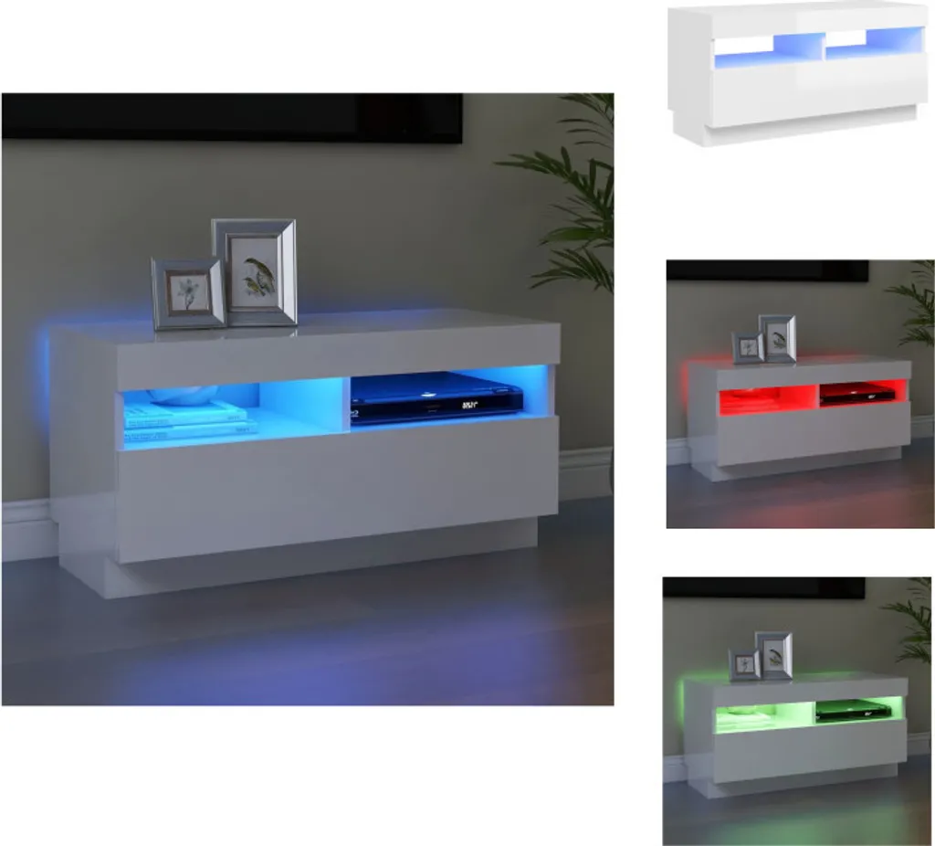 Mobile TV Gaming LED Bianco Lucido 80cm | Supporto HiFi vidaXL RGB