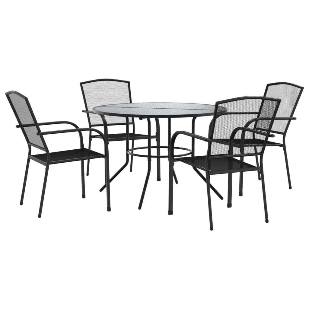 SYFAX Gartenstuhl-Set 5-tlg. Stapelbar Pulverbeschichteter Stahl