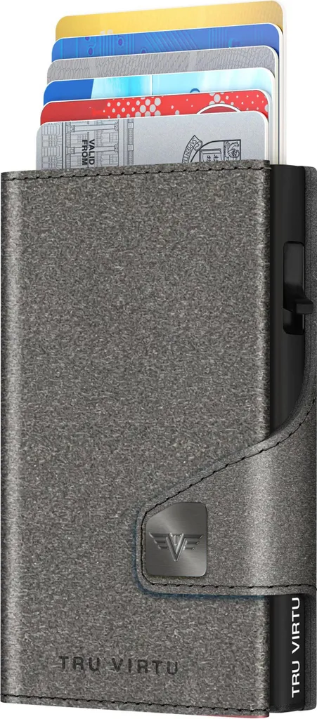Porte-carte anti-RFID Tru Virtu Click & Slide gris feutré écologique