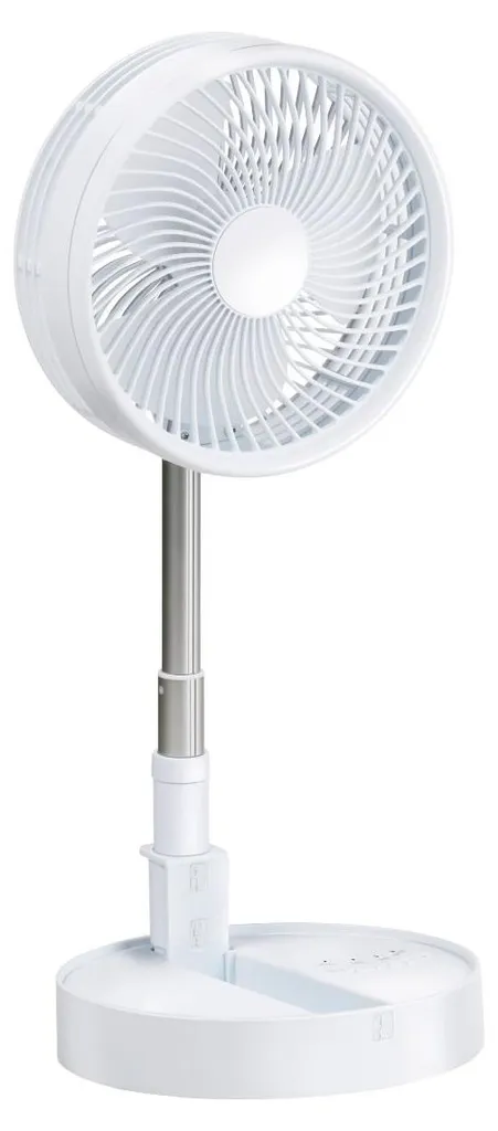 Ventilateur sur pied télescopique avec port USB et batterie - 4 vitesses