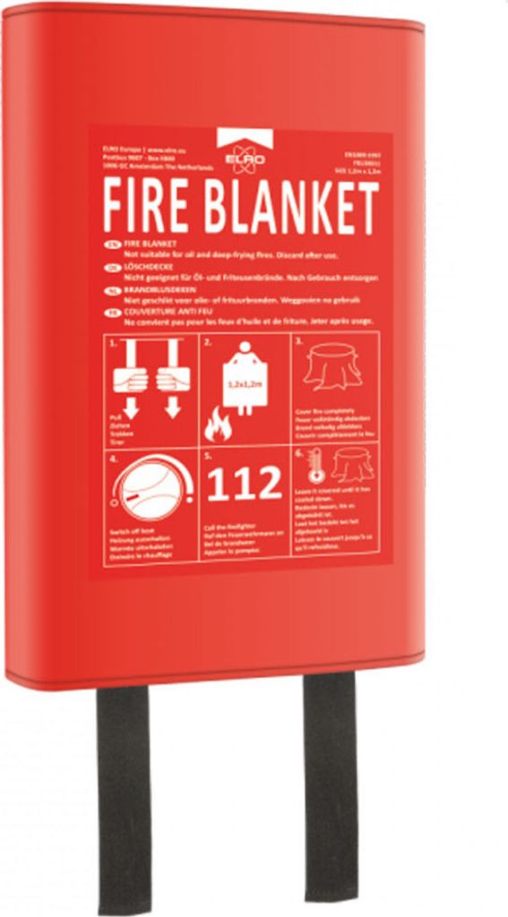 Brandschutzdecke 180x120cm mit Hardcover - Personenlöschdecke Feuerdecke Küche