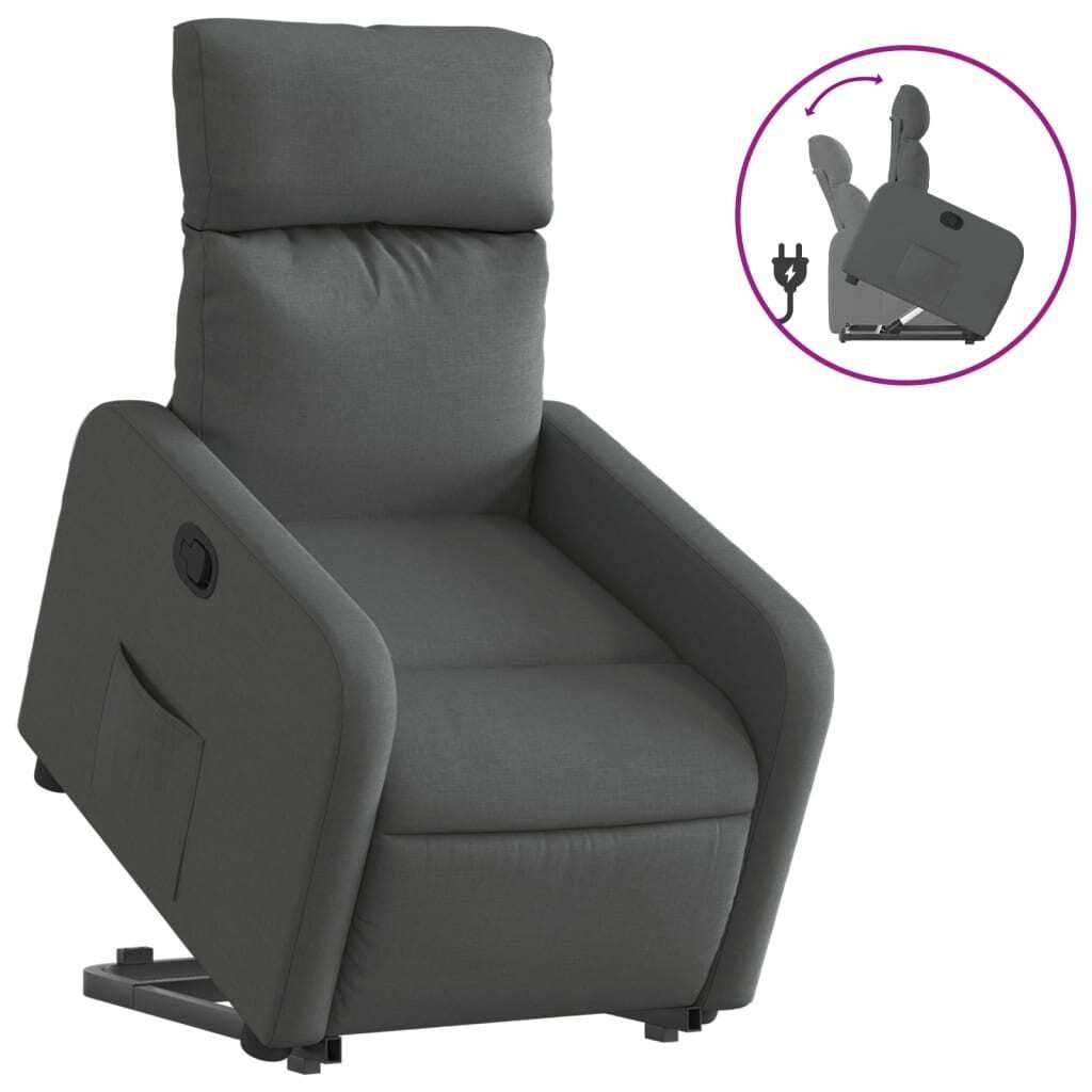 vidaXL Relaxsessel mit Aufstehhilfe Dunkelgrau Stoff