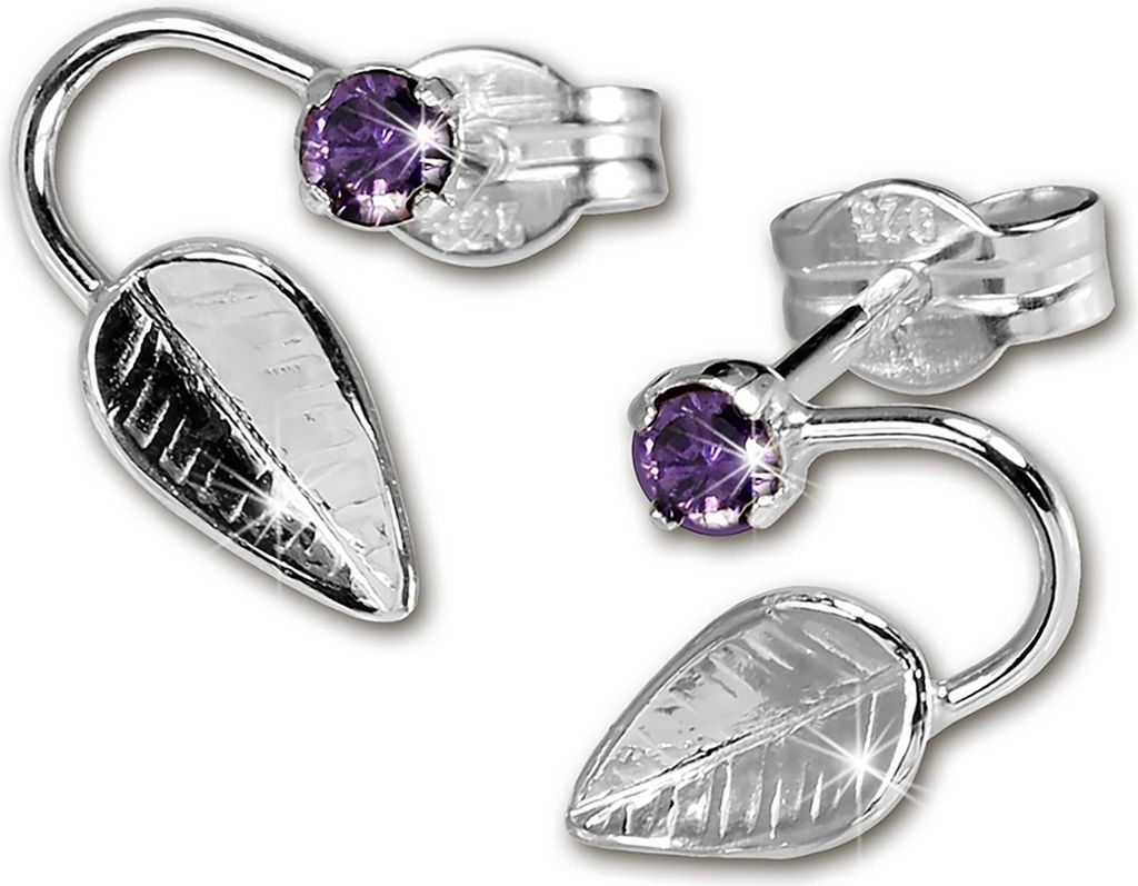 SilberDream Ohrstecker für Damen Silber lila Blatt Zirkonia Ohrringe SDO531V