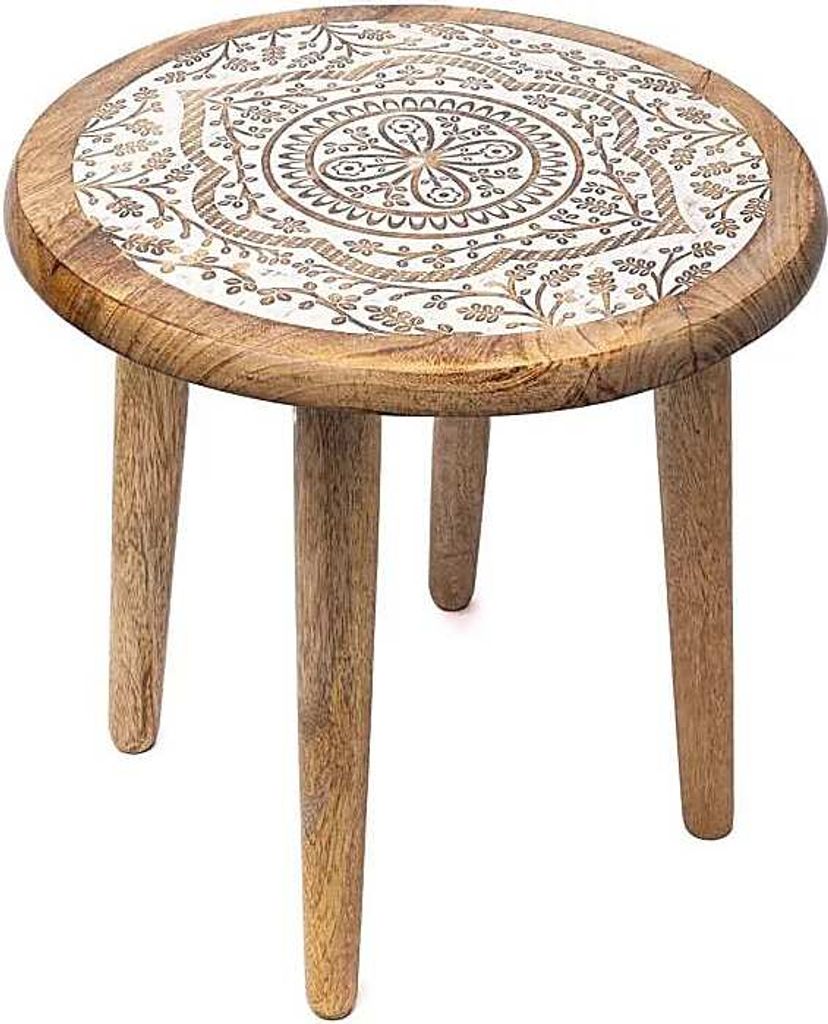 Odkládací stolek Mandala Print Mango Wood - 30x30x31 cm Obrázek produktu 