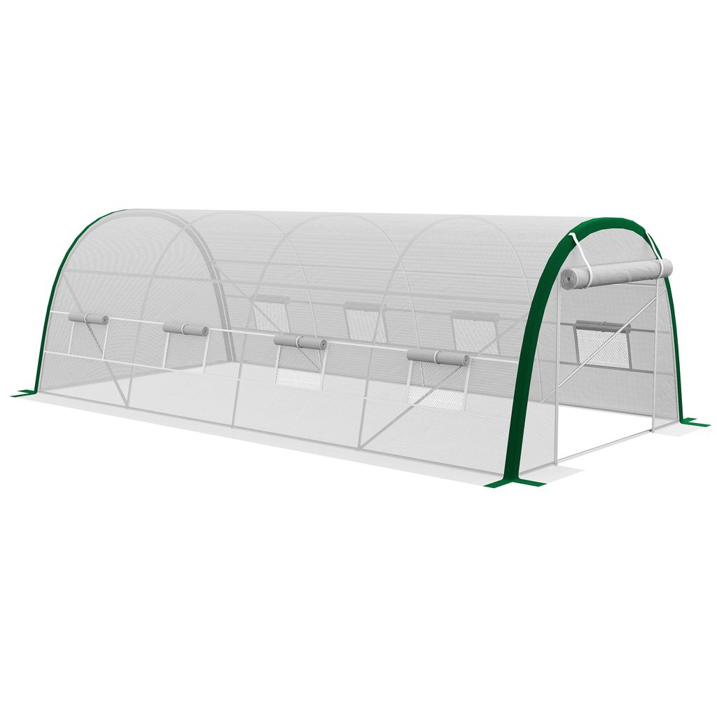 Outsunny Tunnel-Gartengewächshaus, 18 m² Tomatengewächshaus, Abmessung 6 x 3 x 2 m – 8 Fenster, aufrollbare Tür mit Reißverschluss – verzi...