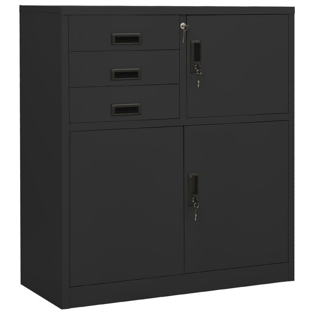vidaXL Kancelárska skriňa Antracit 90x40x102 cm Oceľ Obrázok produktu 