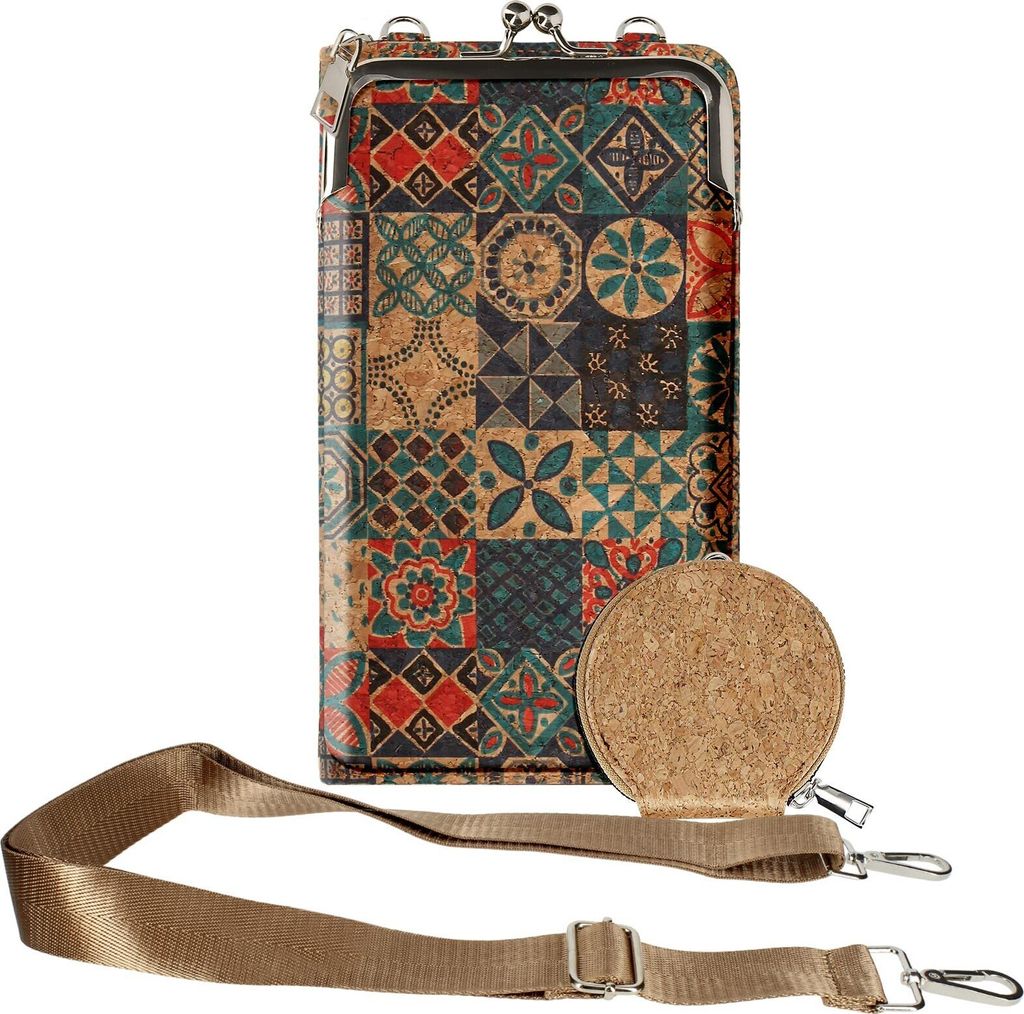 Avizar, Korktasche, CorkMosaic Collection, Reißverschluss / Kuss-Verschluss, Bunt