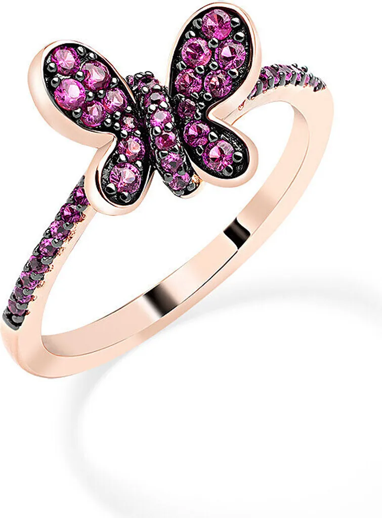 Anello Donna Amen Collezione Farfalle Misura 14 Argento Rosé