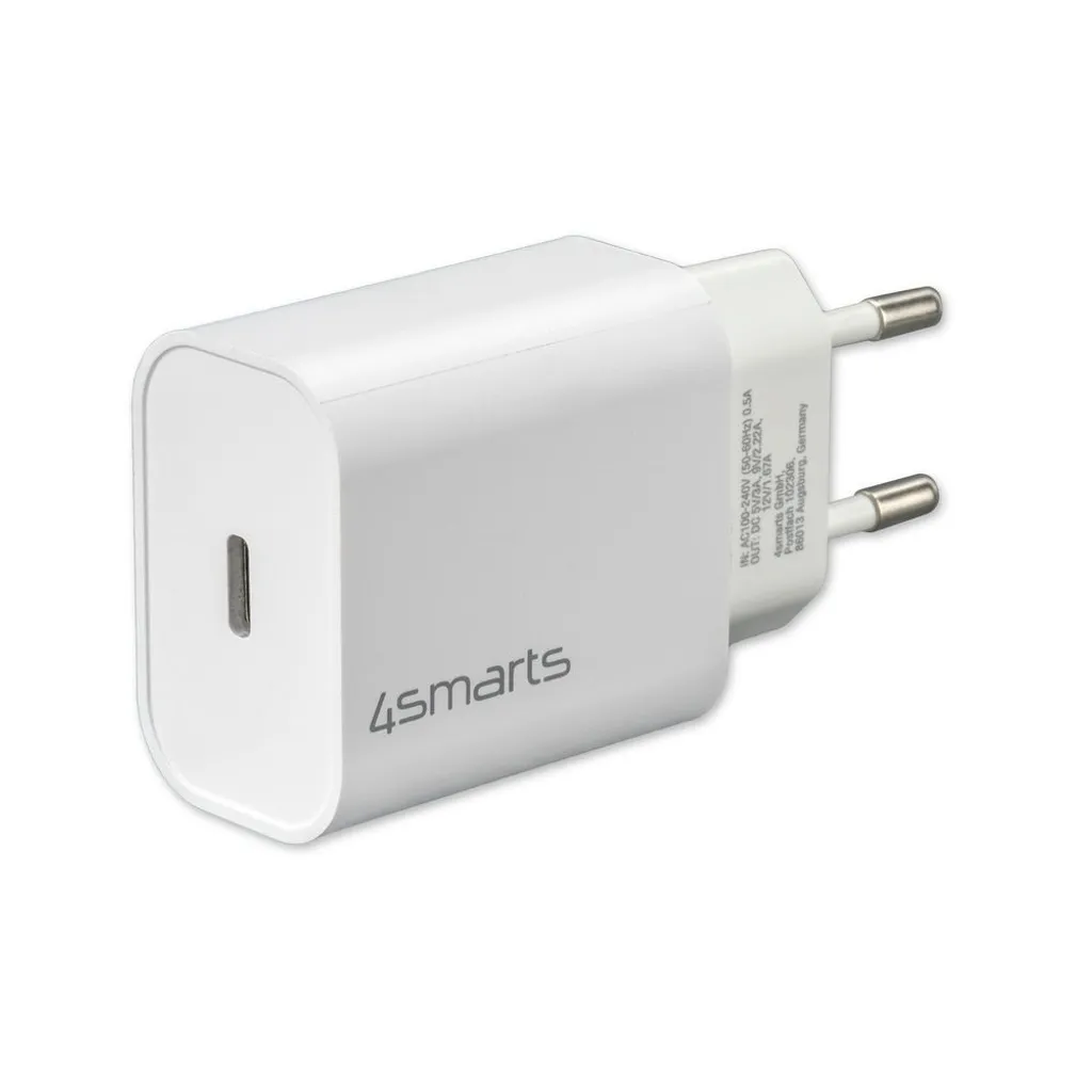 Caricabatterie USB-C 20W 4smarts VoltPlug PD Bianco Ricarica Ultra Rapida