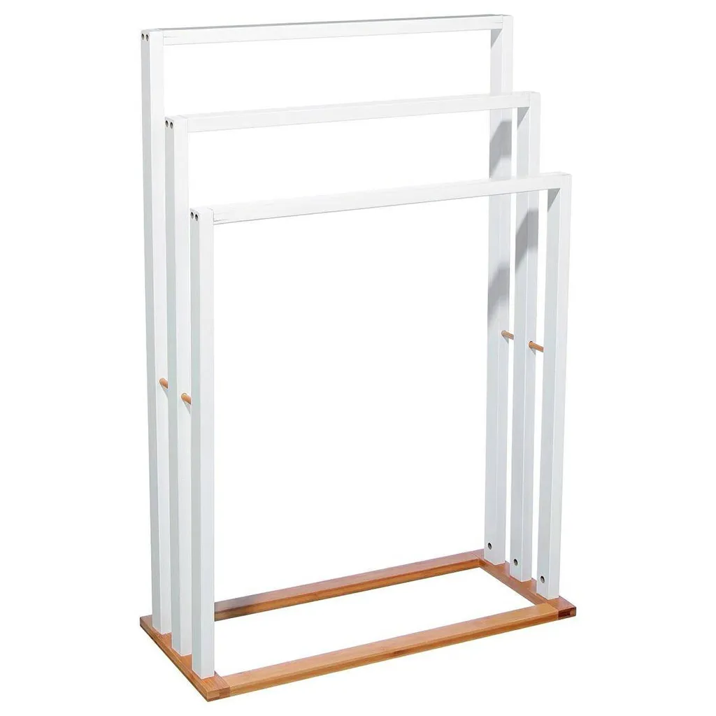 Supporto da bagno BAMBOO, portasciugamani, a tre bracci, bianco