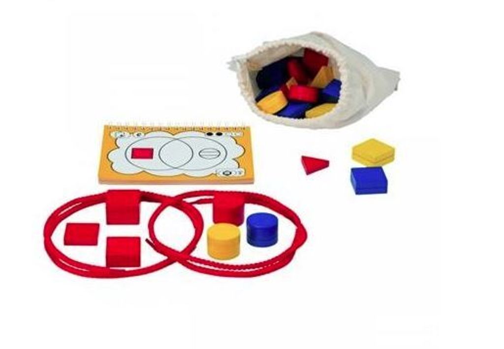 Pädagogisches Spielzeug aus Holz & Baumwolle, 20x16x8 cm, für Feinmotorik & logisches Denken, Venn-Diagramme, 3 Schwierigkeitsstufen