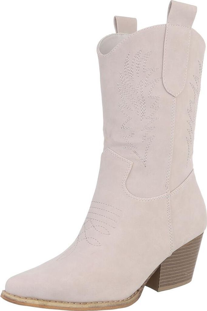 Ital-Design Damen Stiefeletten Lederoptik Western- & Bikerboots 90482753 Beige Gr. 39