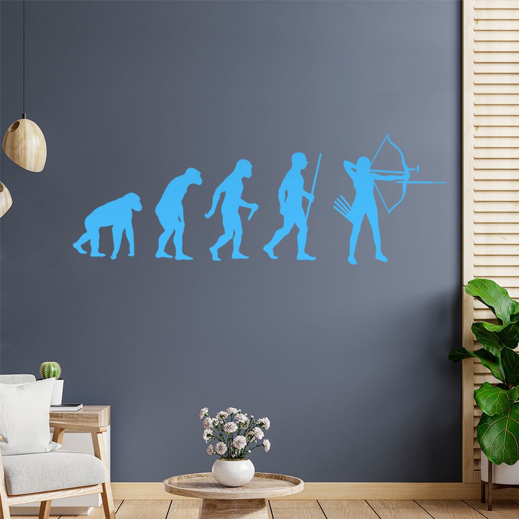 Bogenschießen Evolution Wandtattoo Wandaufkleber Wall Sticker - Dekoration, Küche, Wohnzimmer, Schlafzimmer, Badezimmer