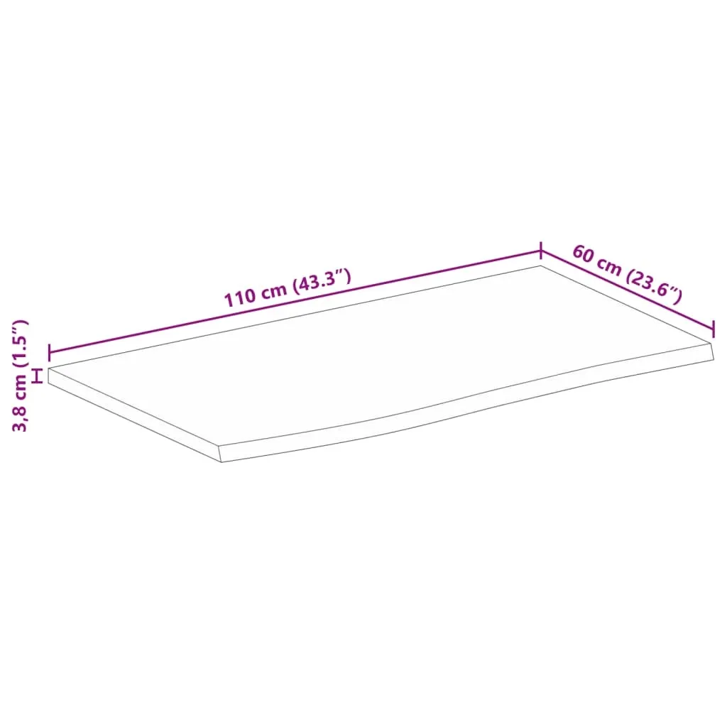 Piano Lavoro Legno Massiccio Mango 110x60x3,8cm Bordo Vivo vidaXL - 7