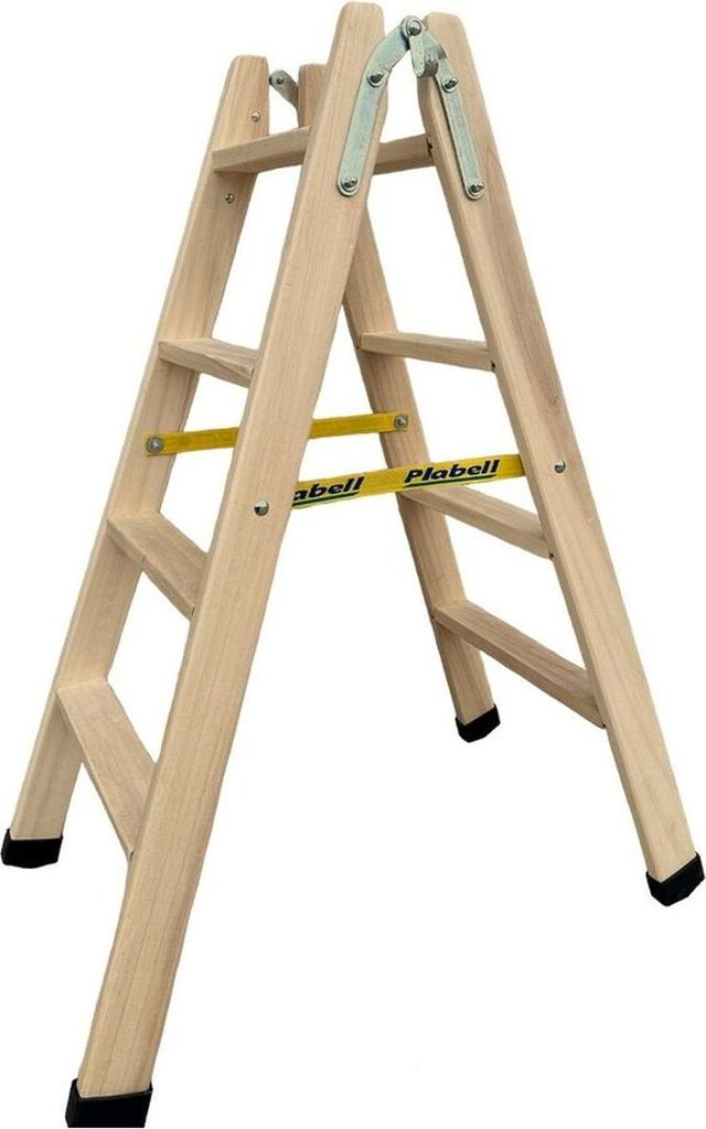 4-stufige Klappleiter Plabell Holz 114 x 31/48 cm