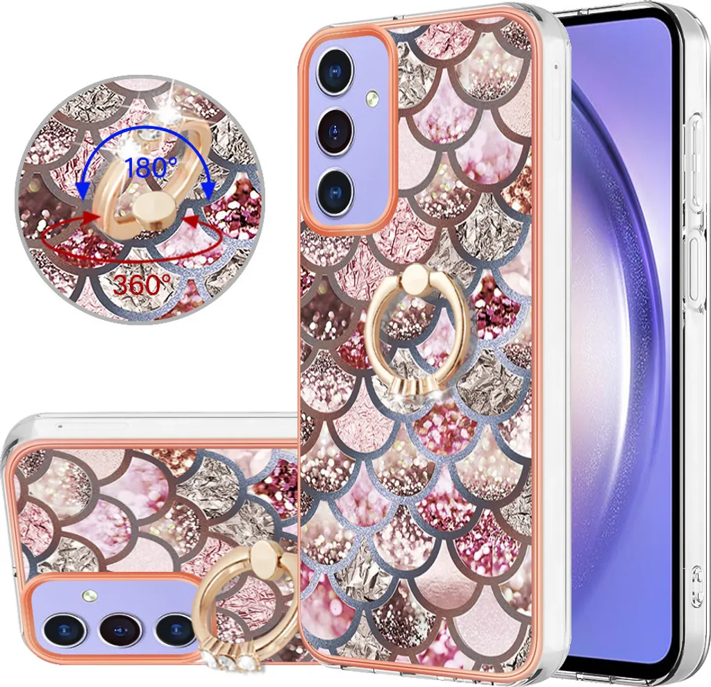 Custodia per Samsung Galaxy A15 5G/4G, custodia protettiva in silicone TPU a fantasia con supporto ad anello Caffè