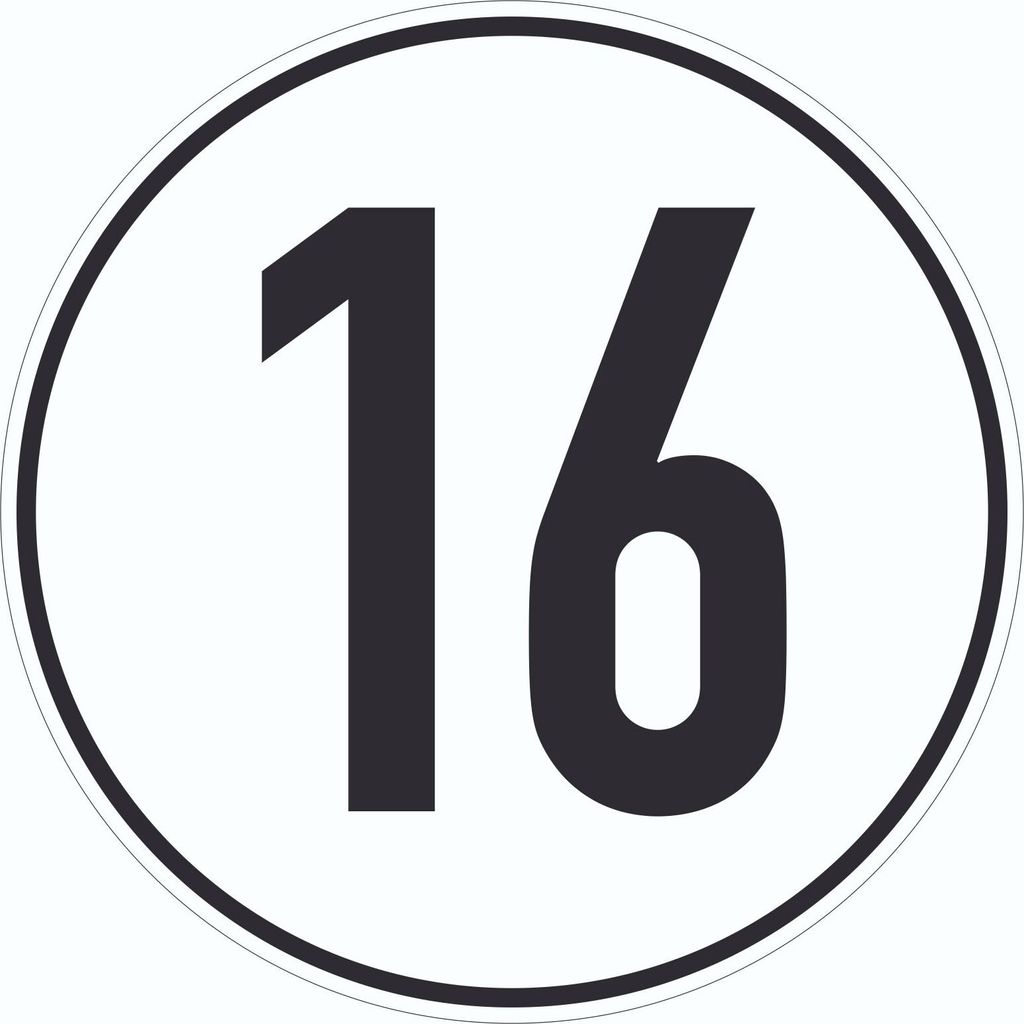 16km/h Geschwindigkeit Aufkleber Kreis Ø30mm
