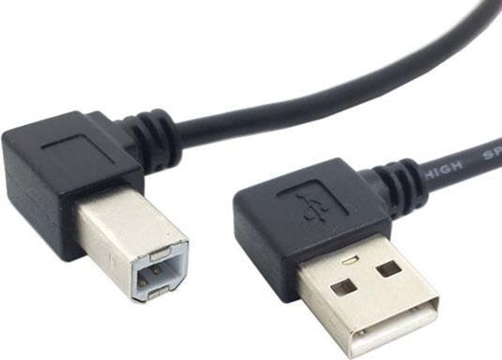 SYSTEM-S USB A (male) zu USB Typ B (male) Kabel 90° gewinkelt 22 cm