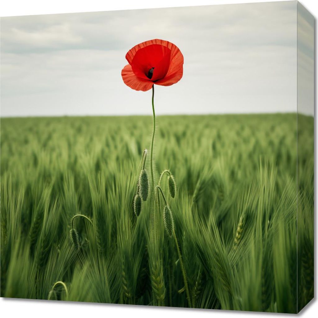 Bild 50x50cm Einsamer Mohn im Feld