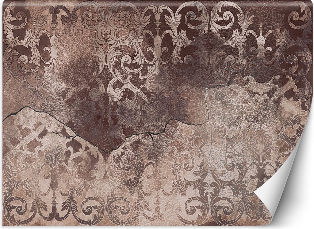 Vlies fototapete Braunes Vintage-Ornament 250x175 cm Feeby Rosa inkl. Kleber einfache Montage