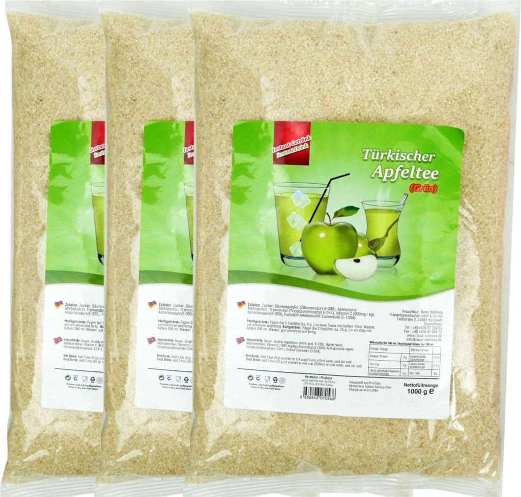 Apfeltee Pulver 3x 1 kg türkischer Tee Instanttee (Apfel Produktbild 