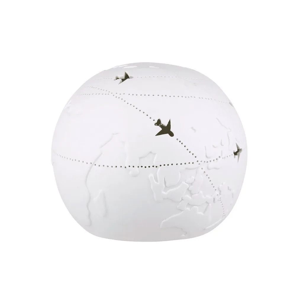Luminaire design mappemonde en porcelaine blanche Gilde 18cm ronde - 4