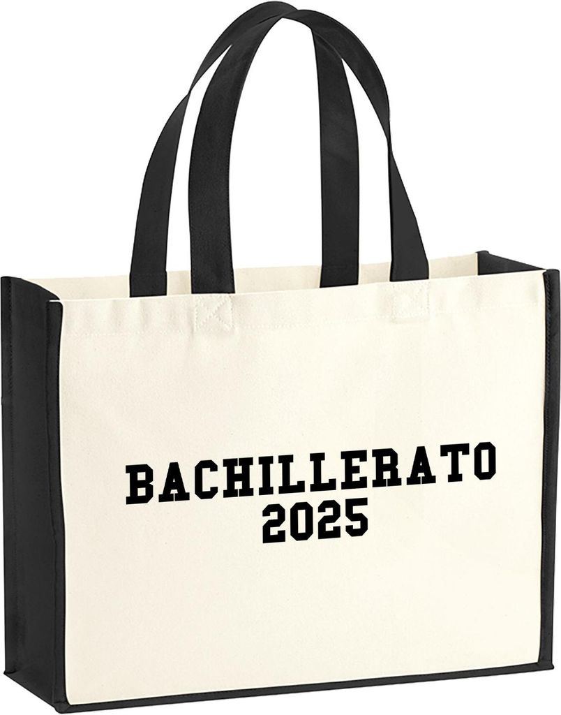 Huuraa Jutetasche Bachillerato 2025 Abschluss Spanien 21 Liter Black Jute und Baumwolle Einkaufstasche Geschenkidee