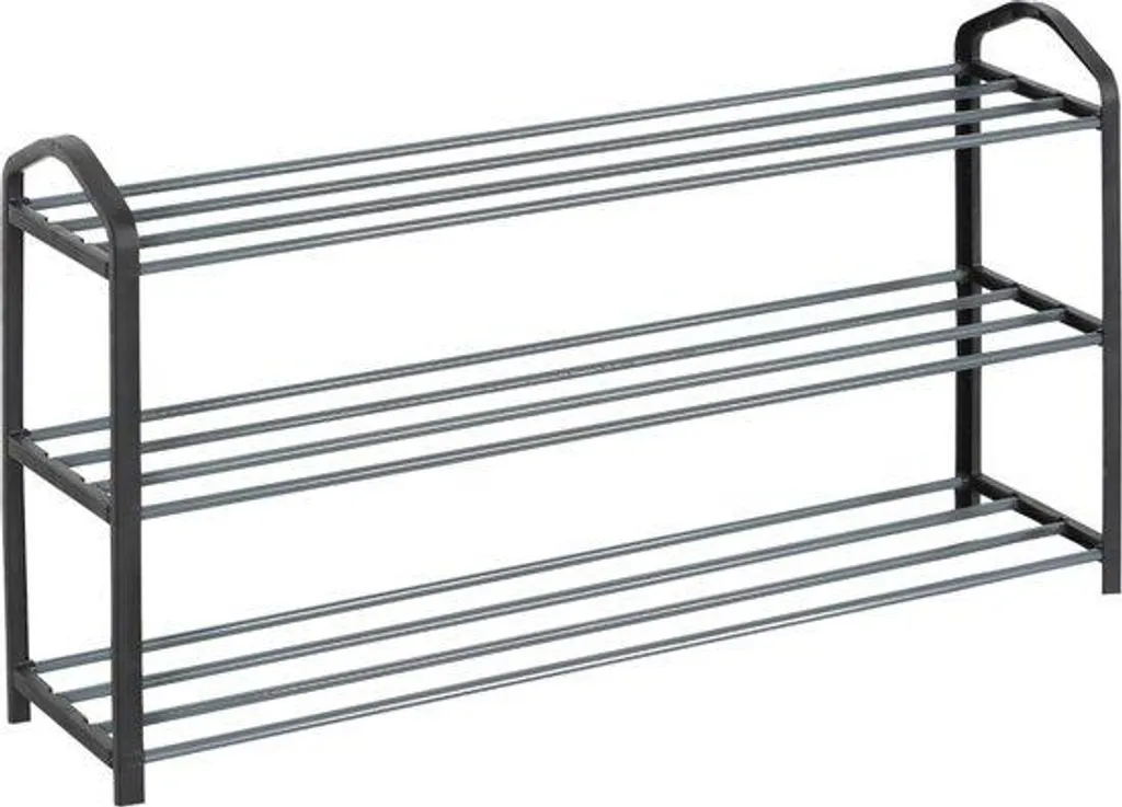 Étagère à chaussures 12 paires en métal gris - 79 x 19,5 x 45 cm compacte