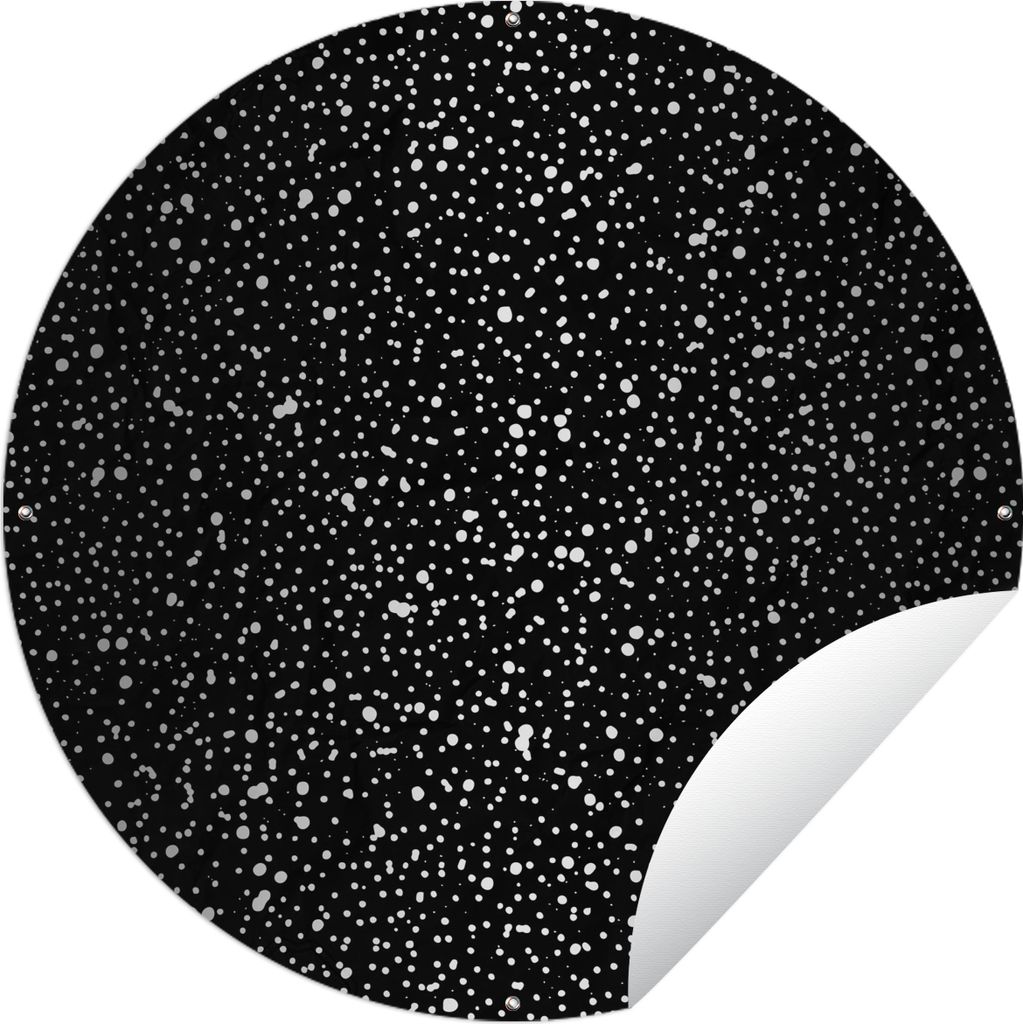 MuchoWow Gartenposter Outdoor-Poster Rund Schwarz - Weiß - Muster - Polka dots Ø 120 cm Gartendeko Rundes Poster draußen