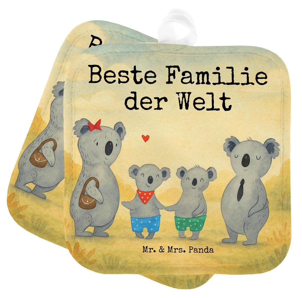 Mr. & Mrs. Panda Topflappen Koala Familie zwei Design - Weiß - Geschenk, Muttertag, Kochlappen, topfhalter, Koalabär, Set, Ofenlappen, Topfunters...