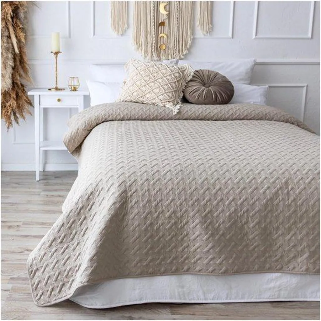 Courtepointe grise grand format réversible en tissu doux haute densité