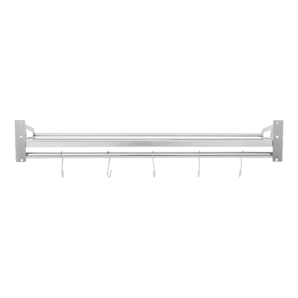 Rangement cuisine mural inox argent pour épices et accessoires de cuisson