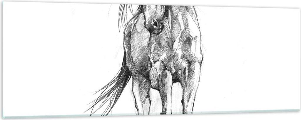 Bilder auf glas - Einteilig - Pferd Galopp Tier - 90x30cm - Glasbilder - Wandbilder - Bilder - zum Aufhängen bereit - Wanddekoration aus Glas - Gl...