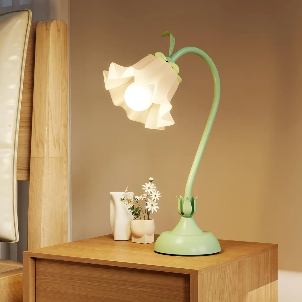Lampe de bureau fleur réglable en acrylique avec interrupteur intégré - 2