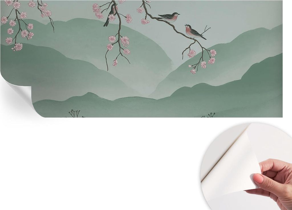 Selbstklebende Wandtapete - Dekorative Tapete für Wohnzimmer - Klebefolie für Wandbilder - Tapetenfolie für Wanddekoration - 208x146 cm - Japani...