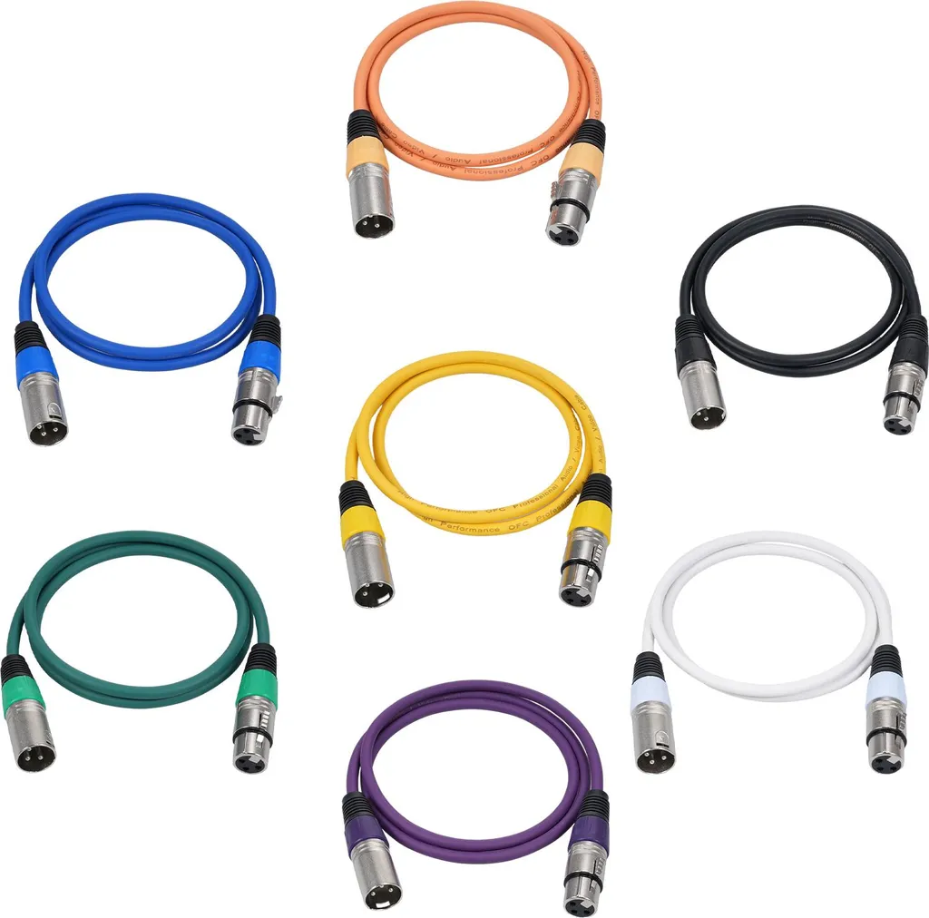 Cordon Patch XLR 3 Broches Professionnel pour Éclairage DMX et Son