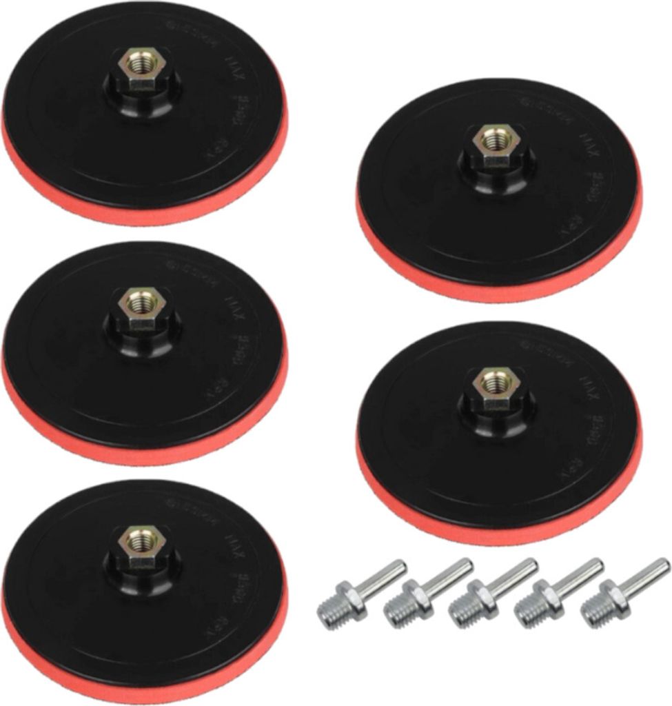 5x Trade-Shop Klett Haftteller / Schleifteller / Stützteller / Polierteller inkl. M14 Spanndorn Adapter für Winkelschleifer Poliermaschinen / Ø ...