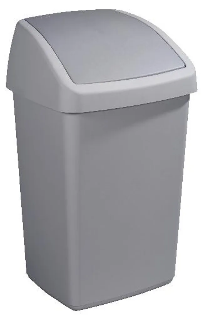 Grande poubelle de cuisine 50L Delta Sunware grise à clapet mobile