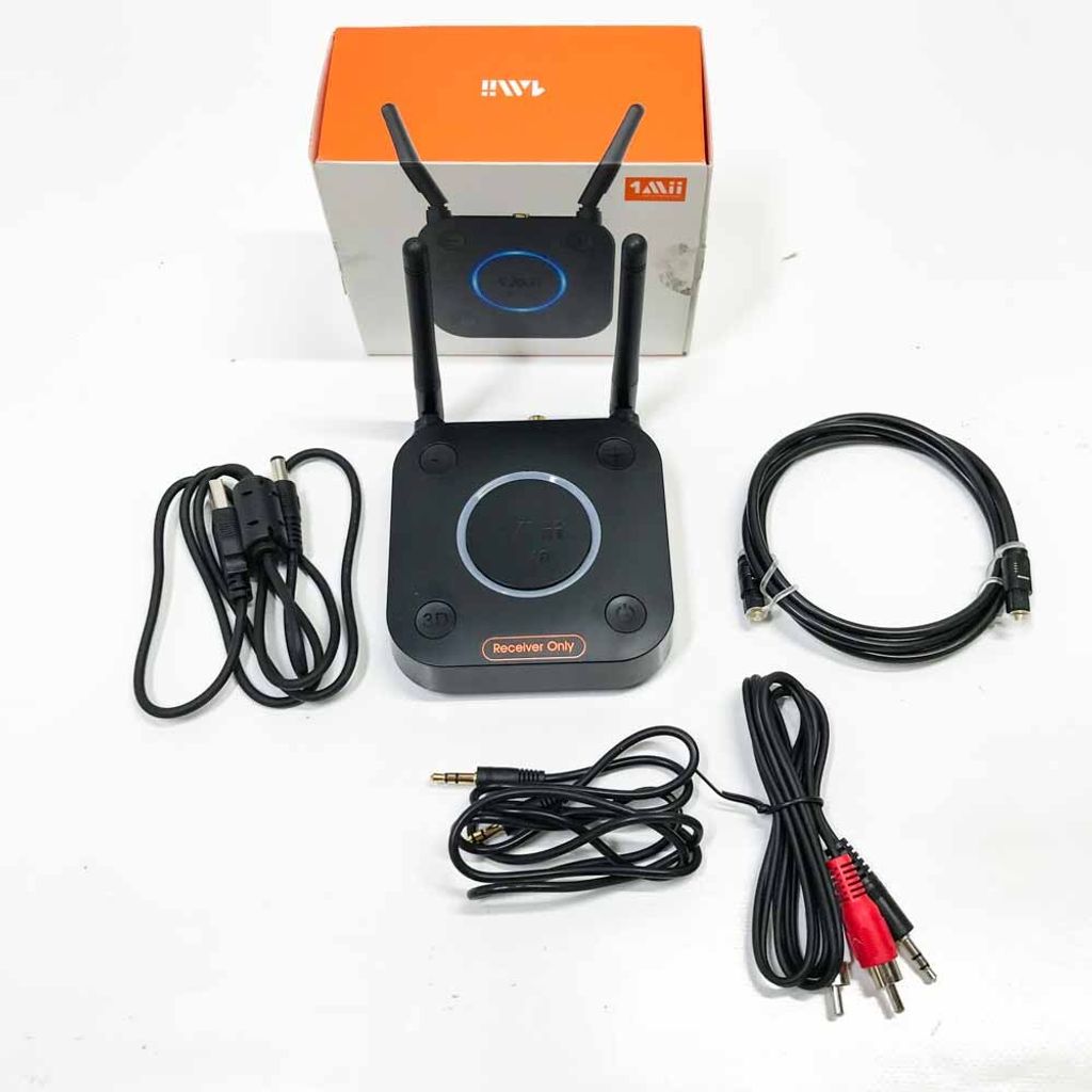 1Mii Großer Reichweite Empfänger, HiFi Kabelloser Audio Adapter, aptX Low Latency Bluetooth 5.1 Receiver mit 3D Surround für Stereoanlage Lautsp...