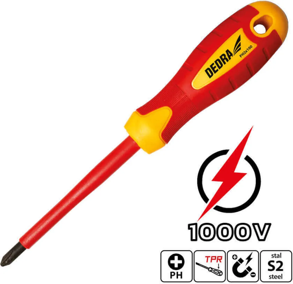 Cacciavite Isolato DEDRA PH0x60mm 1000V - Prezzo Imbattibile 06B010