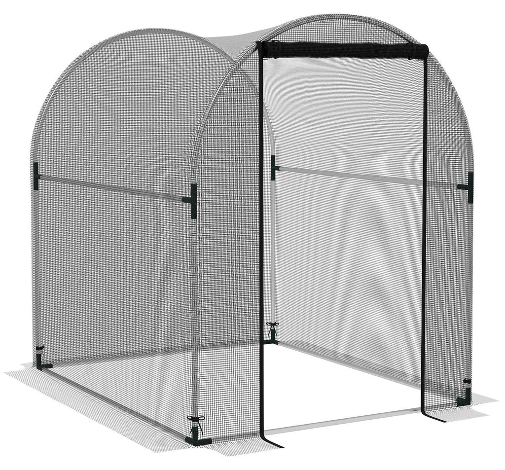 Outsunny Gartennetz Pflanzenschutzzelt 150x120x150 cm, Vogelschutznetz mit verzinktem Stahlrahmen, Insektenschutzgehege für Gemüse & Obst, wetter...