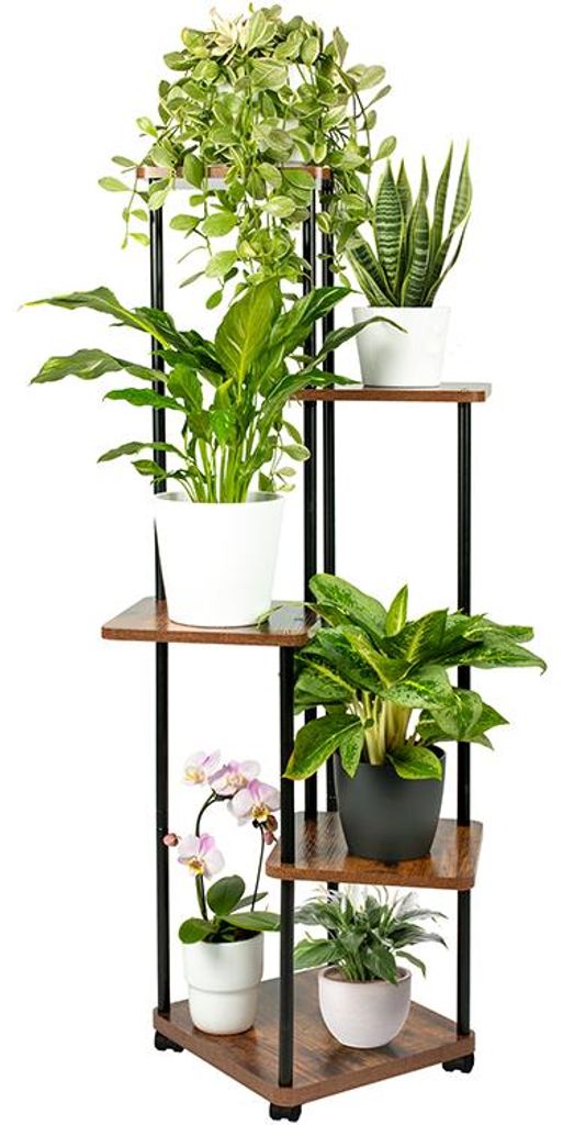 TTL HOME Pflanzenregal TOWER mit Rollen 5 Etagen 112cm Holz Produktbild 